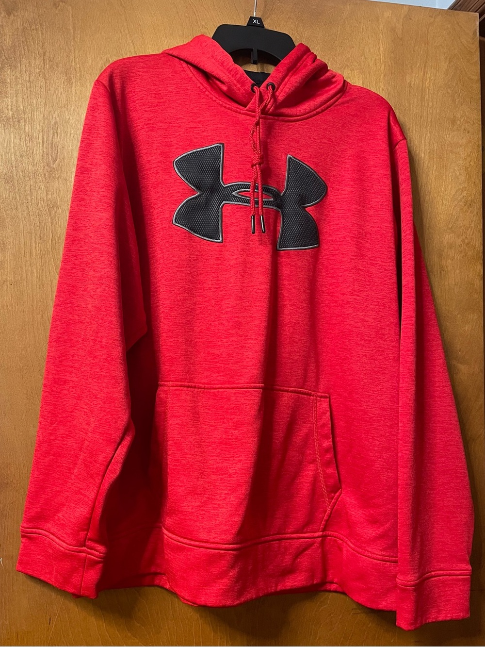Under Armour Men's Red Crewneck Hooded Sweatshirt with Black Logo